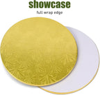 10-Pack Round Gold Cake Drum Board 12 Inch Sturdy 1/2 Inch Thick Full Wrap Edge Cake Base for Heavy Tiered Cakes(12" Gold)