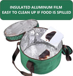 2 Pack Pie Carrier with Lids and Handles, Loadable Cupcake or Pizza Storage Containers, Includes Insulated Bags and Insulated Non-Slip Pads, Perfect for Transportation (Green)