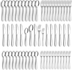 Silverware Set for 12, Amafox 60 Piece Stainless Steel Flatware Set, Mirror Polished Forks and Spoons Knives Cultery Set, Durable and Anti-corrosion, Dishwasher Safe