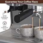 Garvee Super Automatic Espresso Machine with TFT Display, Auto Milk Frother & Grinder, 20 Bar, 6 Custom Drinks, Chrome-Silver with Gold Accents, Compact for Home Barista