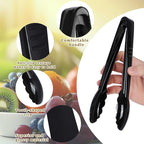12 Pc Serving Tongs 9 Inch Bulk Reusable or Disposable Plastic Tongs Heavy Duty Hard Plastic Serving Utensils Set Large Salad Tong for Kitchen Party Food Buffet Appetizer BBQ Event Catering(Black）