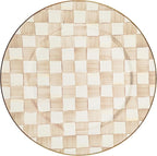 MACKENZIE-CHILDS Enamel Serving Platter, Decorative Serving Platter for Food, 16 Inches, Brown-and-White Mocha Check