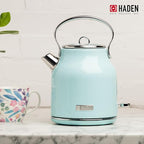 Haden Heritage 1.7 Liter Stainless Steel Electric Tea Kettle with Heritage 2 Slice Wide Slot Stainless Steel Bread Toaster, Turquoise