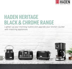 Haden Heritage 2 Slice Wide Slot Stainless Steel Toaster Bundled with 1.7 Liter Stainless Steel Electric Water Kettle, Black & Chrome