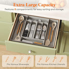 Lifewit Silverware Organizer, Plastic Kitchen Utensil Drawer Tray, Cutlery Flatware Storage Holder for Spoons Forks Knives, 20 x 16 Inches, 8 Compartment, Gray