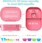 Bento Box Kid Adult Lunch Box 2 Pack, Leakproof Bento Lunch Container 4 Compartment Bento-Style Lunchbox with Utensil Set, On-the-Go Meal and Snack Packing for School, Work, Picnic