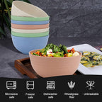 Homienly Wheat Straw Bowls, Unbreakable Cereal Bowls Microwave Safe, 8 PCS Lightweight Stackable Snack & Soup Bowls for Kitchen, Camping, Party, Dishwasher Safe Plastic Bowl Alternative (Light, 26oz)