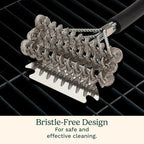 Cuisinart Triple Coil Brush, 17” Stainless Steel Grill Brush with Wide Scraper for All Grates, Bristle Free Grilling Accessory for Worry Free Cleaning, Perfect for BBQs, Cookout & Tailgate Cleaning