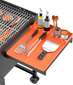 Silicone Grill Mat Compatible with Blackstone, Silicone Griddle Tools Mat with Drip Pad, Spatula Mat for Outdoor Grill Kitchen Counter (Orange)