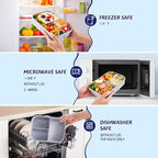 MISS BIG Bento Box for Kids, Leakproof Lunch Box, No BPAs & Chemical Dyes, M/W, D/W & Fridge Safe (1150ml Gray)