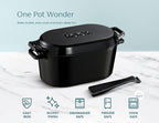KooK Dutch Oven, for Bread Baking, Sourdough Loaf Pan, with Lid, Dual Handles, Enameled Cast Iron, includes Lid Lever, Dishwasher Safe, 3.4 Qt, Black