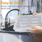Homecor Kitchen Drawer Organizer, Expandable Silverware Drawer Organizer, Adjustable Utensil Organizer Tray, Cutlery Organizer for Forks, Knives, Kitchen Organizers and Storage, Grey