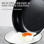 Innerwell Stainless Steel Frying Pan Set, Titanium Ceramic 10” and 12” Non Stick Frying Pan Skillet Set with Lids, No Toxic Nonstick Egg Omelet Cooking Pan Set, Induction Compatible, PFAS&PTFE Free