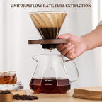 Pour Over Coffee Maker Set – V60 Drip Coffee Pot with Walnut Handle, Glass Coffee Dripper & 100 Filters, 20oz/600ml Capacity