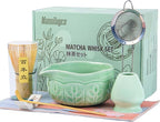 Matcha Whisk Bowl Set, 7PCS All-in-One Japanese Tea Set Includes Matcha Bowl with Spout, Bamboo Whisk (Chasen) with Stand, Scoop, Sifter, Complete Kit for Ceremony, Gift for Matcha Tea Lovers（Green)