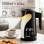 1.25L Cute Penguin Electric Kettle with Temperature Control,2H Keep Warm, Double Wall Cool-Touch,1200W Quiet Boil,BPA-Free,Cordless - Electric Tea Kettle for Home,Office, Kids (Black)