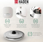 Haden Heritage Stainless Steel Body Retro Electric Tea Kettle, White and Haden Heritage 4 Slice Wide Slot Stainless Steel Retro Toaster, White