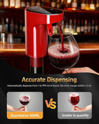 5-in-1 Electric Wine Decanter with Aerator,Digital Alcohol Bottle Dispenser Adjustable Dosing,Smart Whiskey Pourer, Liquor/Spirits Pump Automatic,Nice Gifts for Women Men Mom Dad Husband Boss (Red)