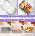 LOVINA Bento Boxes for Adults - 1100 ML Bento Lunch Box Container For Kids With Spoon & Fork - Durable Perfect Size for On-the-Go Meal, BPA-Free and Food-Safe Materials(Grey)