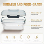 10-Pack Meal Prep Containers with Snap Locking Lids, Glass Airtight Lunch, Food Storage Containers, Microwave, Oven, Freezer and Dishwasher Friendly, Gray