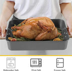 CYEAH 2 Pack Lasagna Pan Deep Baking Pan for Oven, 13.7 in & 16 inch Baking Dishes for Oven, Roasting Pan Brownie Pan with Handles, Nonstick Rectangle Cake Pans Sets for Baking Cooking, Black