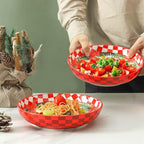 HASENSE Pasta Bowls Set of 4, 42 Ounce Ceramic Salad Serving Bowl for Kitchen,9.7 Inch Large Shallow Bowls for Pasta Soup Salad Dinners,Holiday Gatherings,Christmas, Dishwasher & Microwave Safe