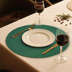 FunWheat Round Braided Placemats Set of 6 Place mats for Dining Tables Woven Heat Resistant Table Mats 15 inch (Dark Green)