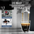 Garvee Espresso Machine with Grinder & Milk Frother, 20 Bar Professional Pressure & 95Oz Large Water Tank, Semi-Automatic Coffee Maker for Cappuccino/Latte/Macchiato, Design for Home Barista
