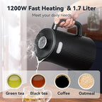 Nueve&Five 1.7L (57oz) Large Electric Kettle Perfect for 7+Cups of Tea and Coffee,2 quarts Double Wall Big Electric Tea Kettle,Auto Shut Off,1200W Hot Water Kettle Electric-Black
