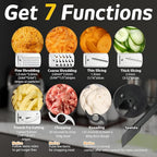 14-Cup French-Fry-Cutter Large Food-Processor - Large Feed Chute, Grey Color, Cheese Shredding, Meat Chopping, Shredding and Slicing, Mixing and Doughing, for Home Use