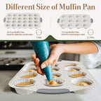 11-Piece Nonstick Baking Pans Set, Stackable Non Toxic Bakeware Sets with Cookie Sheets, Cake Pan, Loaf Pan, Pizza Pan, Muffin Pan, White&Gray