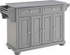 Crosley Furniture Alexandria Stainless Steel Top Rolling Kitchen Island Storage Cart, Microwave Stand, Gray