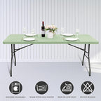 6 Pack Stretch Fabric Table Top Cap Cover, fits 6' Tables, Spandex Table Covers Washable Elastic Rectangle Tablecloth Protector for Indoor Outdoor Party Picnic Wedding, Sage Green, 30" W x 72" L