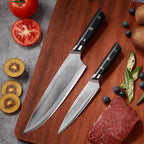 10C Kitchen Knife Set 2pc,8" Chef Knife & 5.5" Utility Knife,VG10 High Carbon Stainless Steel,6-Star Sharp Standard,G10 Black Handle,Love's Gift Box