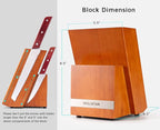 14 Slot Kitchen Knives Block, WELLSTAR Natural Wood Knife Holder without Knives – Hard Wood Countertop Knife Storage – Brown