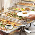 Stainless Steel Slotted Serving Spoons, E-far 4-Piece Metal Tablespoons Hostess Serving Utensils Set for Catering Buffet Party Kitchen Restaurant, Dishwasher Safe