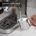 Kismile Espresso Machine, 20 Bar Espresso Maker with Milk Frother Steam Wand & 40oz Removable Water Tank, Compact Cappuccino & Latte Machine for Home, Stainless Steel