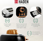 Haden Heritage 1.7 Liter Stainless Steel Electric Water Kettle Bundled with 2 Slice Wide Slot Stainless Steel Toaster, Black & Copper