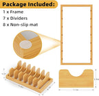 Bamboo Pot Lid Organizer Pot Lid Holder, Pot and Pan Organizer Drawer Organizer for Pot Lids, Pans, Cutting Boards & Baking Sheets, Dinner Plates, Reusable Containers in Cabinet Storage
