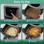 Vailnd Air Fryer Liners Disposable, 305 PCS 8" Square Unbleached Air Fryer Paper Liners, Heavy-Duty Air Fryer Liners for 5-8 QT Basket, Non-stick & Oil-Proof Parchment Paper for Oven, Pan