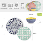 Selamica Ceramic Dinnerware Sets, 12-Pieces Plates and Bowls Sets, Scratch Resistant Dishes set for 4, Dishwasher & Microwave Safe, Assorted Colors