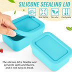 6 Packs 1 Cup Silicone Soup Freezer Molds with Lid Silicone Soup Freezer Trays Rectangle Reusable Food Preserving Tray Freezing Sauces Stews(Lake Blue)