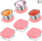 6 PCS Salad Dressing Container to Go,Handy Leakproof Stainless Steel Meal Prep Containers Reusable,Sauce Containers for Lunch Box, Picnics, Travel, Office and Kitchen Storage-1.6oz+2.7oz