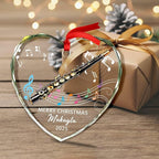 Customized Piccolo Instrument Glass Christmas 2025 Ornament, Personalized Year Text Name Piccolo Player Xmas Ornaments Gift for Husband Wife Dad Mom Kids, Unique Piccolos Musical Instrument Ornament