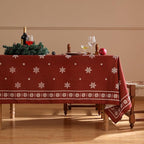 ISAENNE Designer Christmas Red Rectangular Tablecloth,Linen Table Cloth with Snowflakes Pattern,Wrinkle Resistant Decor Tablecloths for Dining Kitchen Thanksgiving Christmas,55"*87"-Carol C