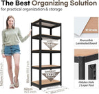 HOMEDANT House Black 5 Tier 24.4" W Laminated Metal Shelving Unit Adjustable Storage Utility Rack Heavy Duty Shelves Organization Multipurpose Shelf Kitchen Garage Pantry Closet 2 Pack