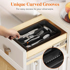 Lifewit Silverware Tray, Cutlery Drawer Organizer Storage for Kitchen, Plastic Flatware Utensil Holder Divider for Spoons Forks Knives Tableware, 4 Compartment, Black