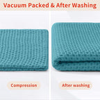 Homaxy 100% Cotton Waffle Weave Kitchen Dish Cloths, Ultra Soft Absorbent Quick Drying Dish Towels, 12 x 12 Inches, 12-Pack, Lake Blue