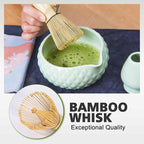 Matcha Whisk Bowl Set, 7PCS All-in-One Japanese Tea Set Includes Matcha Bowl with Spout, Bamboo Whisk (Chasen) with Stand, Scoop, Sifter, Complete Kit for Ceremony, Gift for Matcha Tea Lovers(Green)