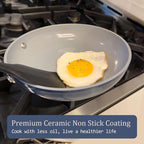 Stock Pot 4.5qt Ceramic Dutch Oven with Lid (9.5") Nonstick Ceramic Coated Non-Toxic PFAS-Free Even Heat Distribution for Braising, Baking Bread & Soups, Compatible for All Cooktops(Induction/Gas/Electric) Oven Safe to 500°F, Olive Green